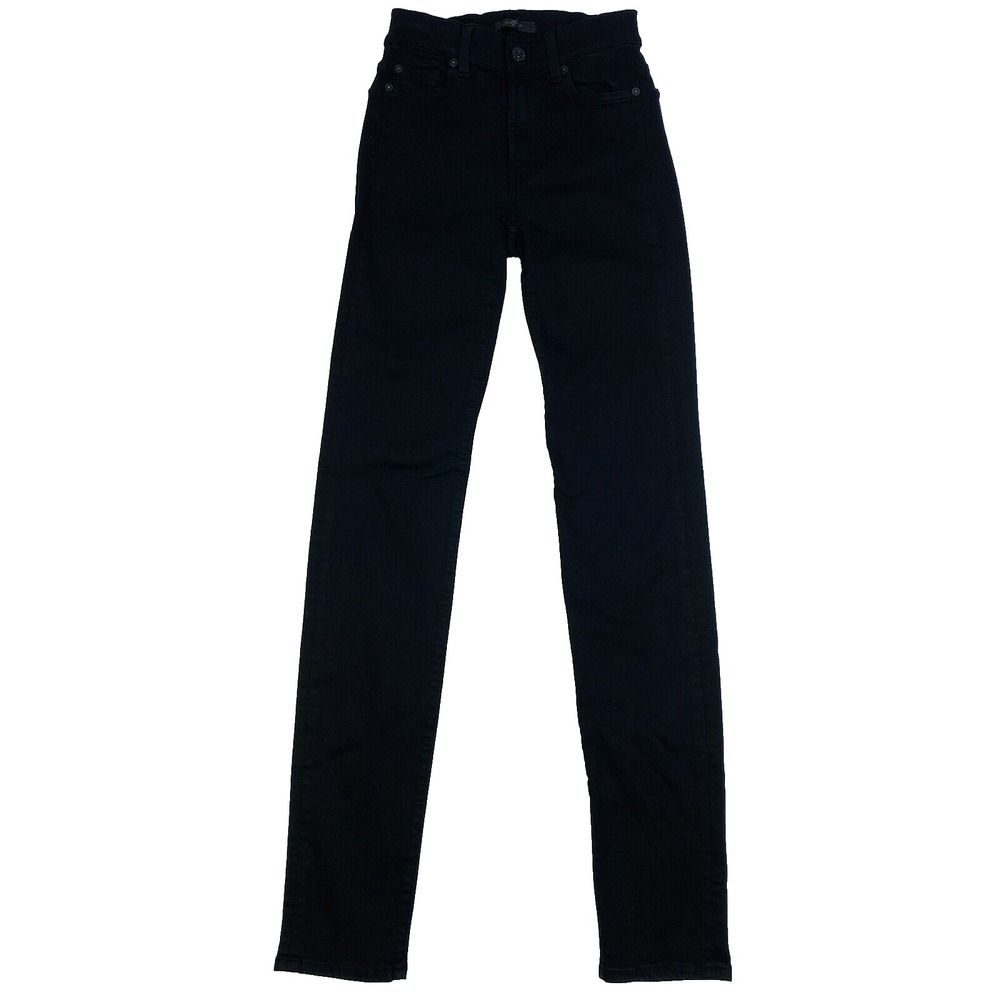 7 For All Mankind Rozie Slim Illusion Luxe Rinsed Black Modal Cotton Jeans‎ 25